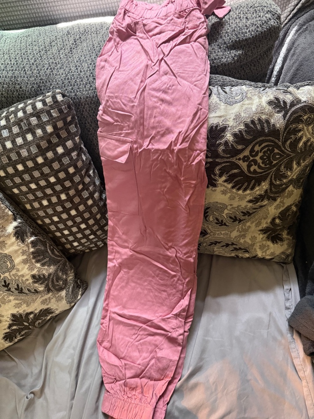Girls Pink Casual Drawstring Joggers